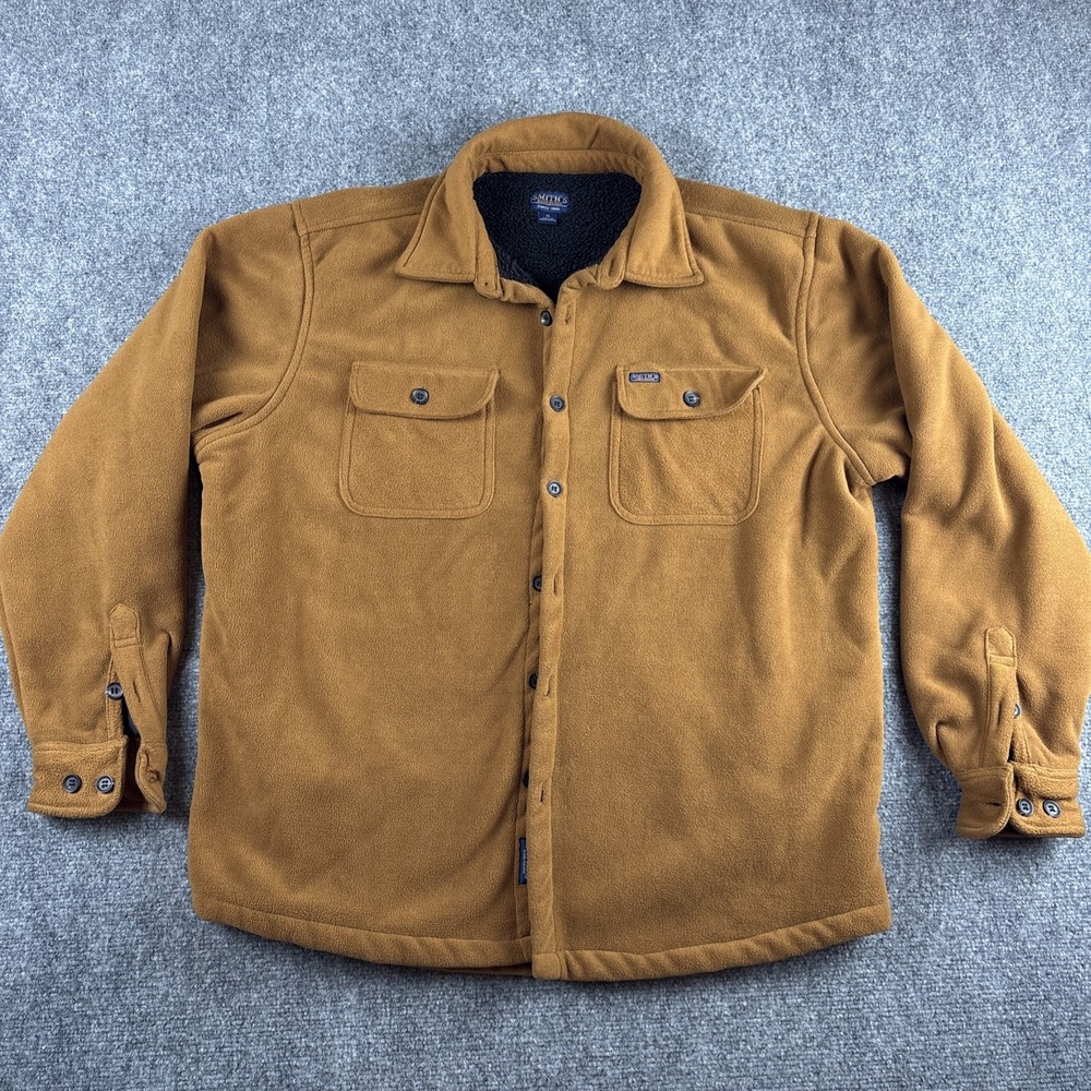 Smiths Workwear Mens XL Sherpa Lined Fleece Shirt Jacket Camel Brown Shacket